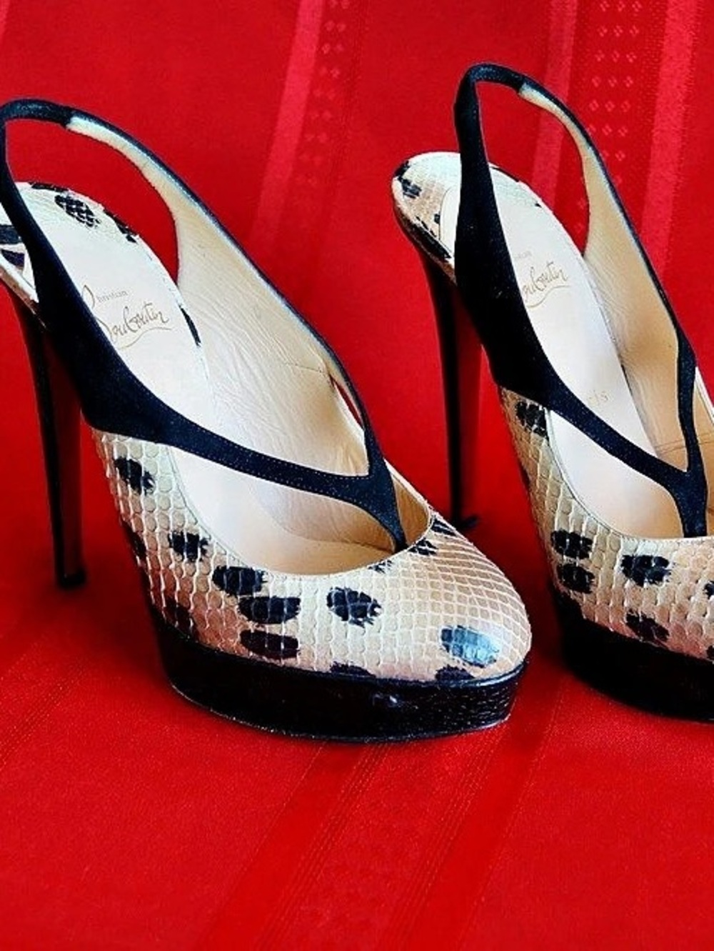 Christian Louboutin Stringita 140 Python Slingback Pumps EU 39.5